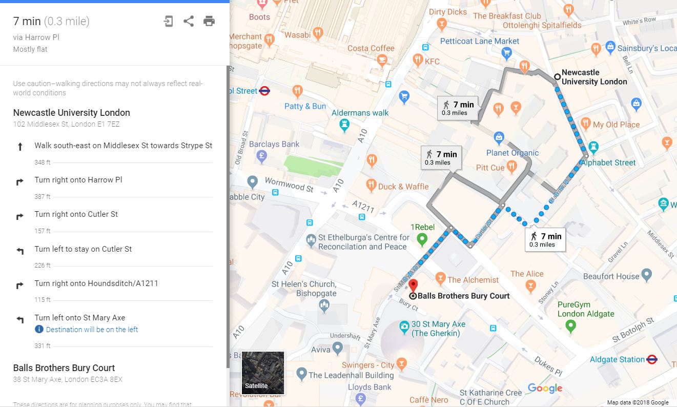 Map to reception, Bury Court Balls Brothers